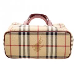 Pre Owned Burberry Beige Haymarket Check PVC Mini Tote