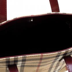 Pre Owned Burberry Beige Haymarket Check PVC Mini Tote