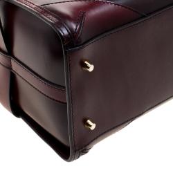 Pre Owned Burberry Burgundy Bridle Leather Belted Bowling Bag