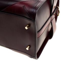 Pre Owned Burberry Burgundy Bridle Leather Belted Bowling Bag