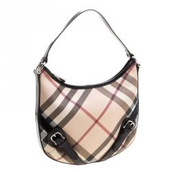 Pre Owned Burberry Beige/Black Nova Check Canvas Small Borton Hobo