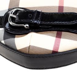 Pre Owned Burberry Beige/Black Nova Check Canvas Small Borton Hobo