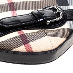 Pre Owned Burberry Beige/Black Nova Check Canvas Small Borton Hobo