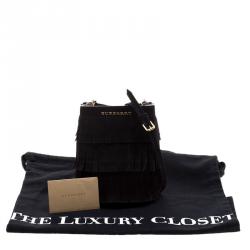 Pre Owned Burberry Black Suede Baby Fringe Bucket Bag