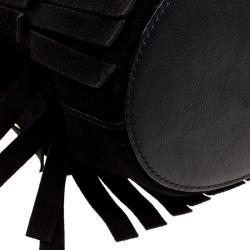 Pre Owned Burberry Black Suede Baby Fringe Bucket Bag