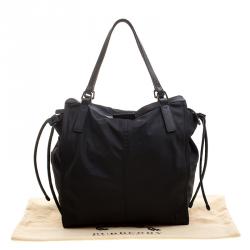 Pre Owned Burberry Black Nylon Drawstring Shopper Tote