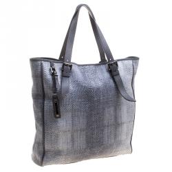 مملوكة مسبقًا Burberry Grey Raffia Shopper Tote