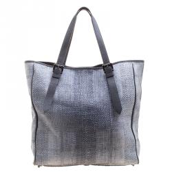 مملوكة مسبقًا Burberry Grey Raffia Shopper Tote