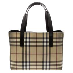 Pre Owned Burberry Black House Check PVC Tote