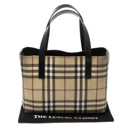 Pre Owned Burberry Black House Check PVC Tote