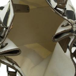 Pre Owned Burberry White Canvas Brushstroke Check Print Shopper