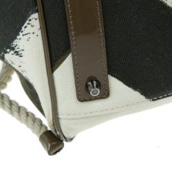 Pre Owned Burberry White Canvas Brushstroke Check Print Shopper