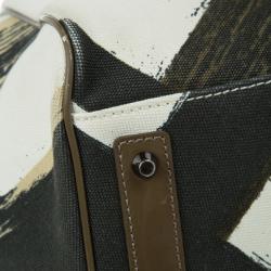 Pre Owned Burberry White Canvas Brushstroke Check Print Shopper