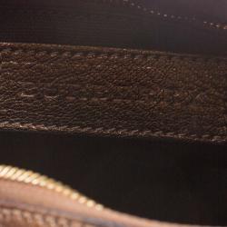 Pre Owned Burberry Bronze Haymarket Canvas and Leather Medium Alchester Bowling Bag
