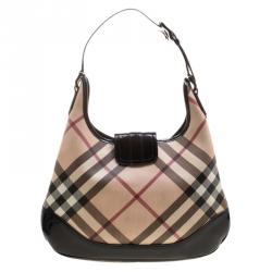 Pre Owned Burberry Black Nova Check PVC Brooke Hobo