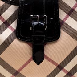 Pre Owned Burberry Black Nova Check PVC Brooke Hobo