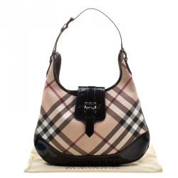 Pre Owned Burberry Black Nova Check PVC Brooke Hobo