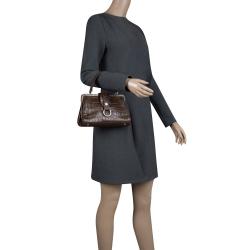 Burberry Brown Embossed Leather Frame Bag