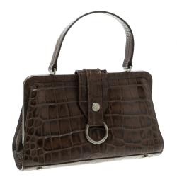 Burberry Brown Embossed Leather Frame Bag