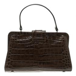 Burberry Brown Embossed Leather Frame Bag