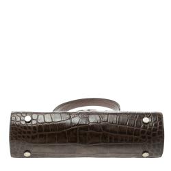 Burberry Brown Embossed Leather Frame Bag