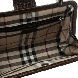 Burberry Brown Embossed Leather Frame Bag
