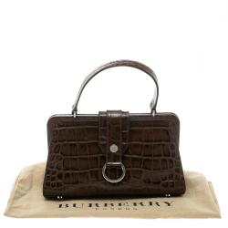Burberry Brown Embossed Leather Frame Bag