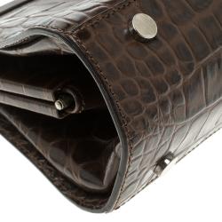 Burberry Brown Embossed Leather Frame Bag