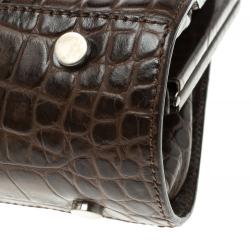 Burberry Brown Embossed Leather Frame Bag