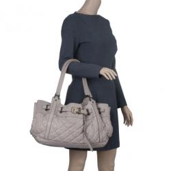 Pre Owned Burberry Beige Leather Belted Satchel