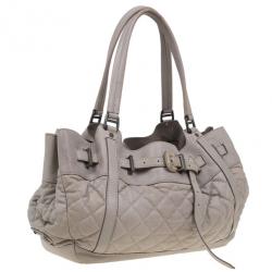 Pre Owned Burberry Beige Leather Belted Satchel