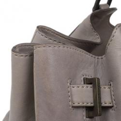 Pre Owned Burberry Beige Leather Belted Satchel