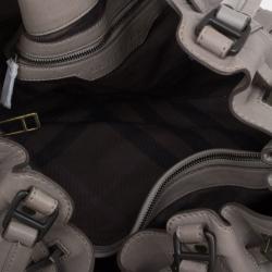 Pre Owned Burberry Beige Leather Belted Satchel