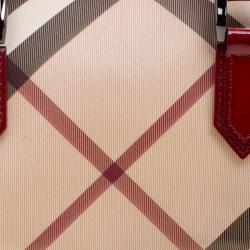 Pre Owned Burberry Red Nova Check PVC Chester Boston Bag