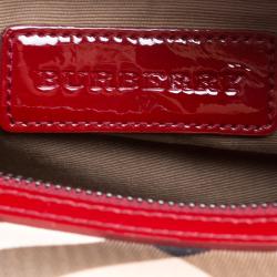 Pre Owned Burberry Red Nova Check PVC Chester Boston Bag