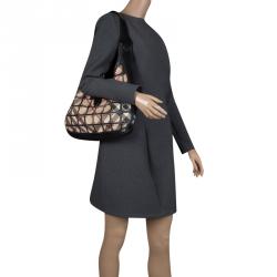Pre Owned Burberry Black Nova Check PVC and Leather Brooke Warrior Hobo