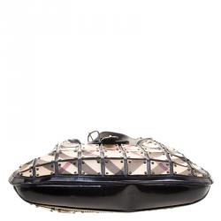 Pre Owned Burberry Black Nova Check PVC and Leather Brooke Warrior Hobo