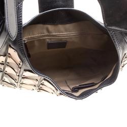 Pre Owned Burberry Black Nova Check PVC and Leather Brooke Warrior Hobo