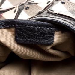 Pre Owned Burberry Black Nova Check PVC and Leather Brooke Warrior Hobo