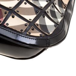 Pre Owned Burberry Black Nova Check PVC and Leather Brooke Warrior Hobo