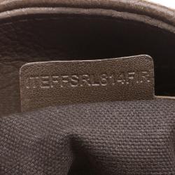 Pre Owned Burberry Khaki Perforated Leather and Suede Bartow Hobo
