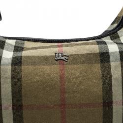 Pre Owned Burberry Gold Glitter Canvas Nova Check Hobo