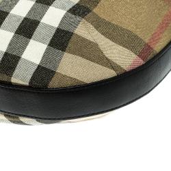 Pre Owned Burberry Gold Glitter Canvas Nova Check Hobo