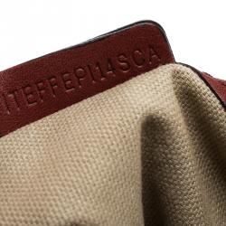 Pre Owned Burberry Red House Check Fabric and Leather Hobo