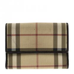 مملوكة مسبقًا محفظة بربري PVC  كاروهات هاوس تشيك ثنائية الطي