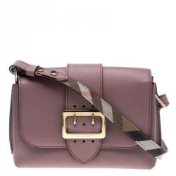 Burberry The Buckle Crossbody Bag In Leather Dusty Pink