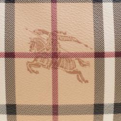 Pre Owned Burberry Beige Haymarket Check Canvas Clara Wristlet