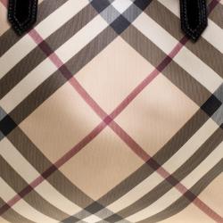 Pre Owned Burberry Beige/Black Supernova Check Large Nickie Tote