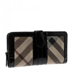 Pre Owned Burberry Black Novacheck PVC Penrose Continental Wallet
