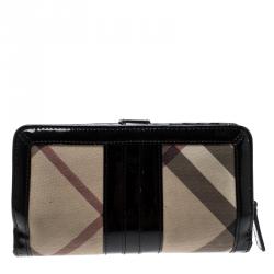 Pre Owned Burberry Black Novacheck PVC Penrose Continental Wallet